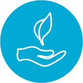 A graphic of a hand holding a leaf to represent genuine care as part of our core values in gaining dental jobs in Tulsa, OK